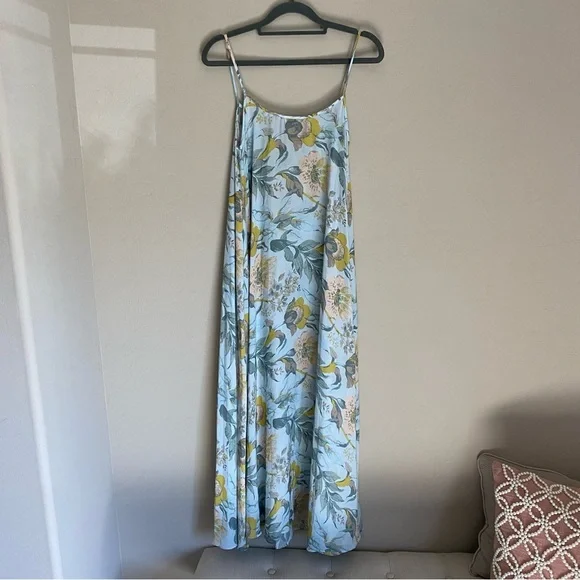 Vince Floral Pleated Midi Dress - Blue and Yellow - Picture 8 of 11